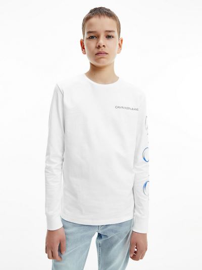Calvin Klein Ruhák HU309248 | Calvin Klein Organic Cotton Fiu Hosszú Ujjú Póló Világos Fehér